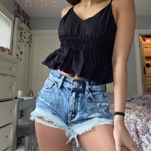 Black ruched tank top - never worn